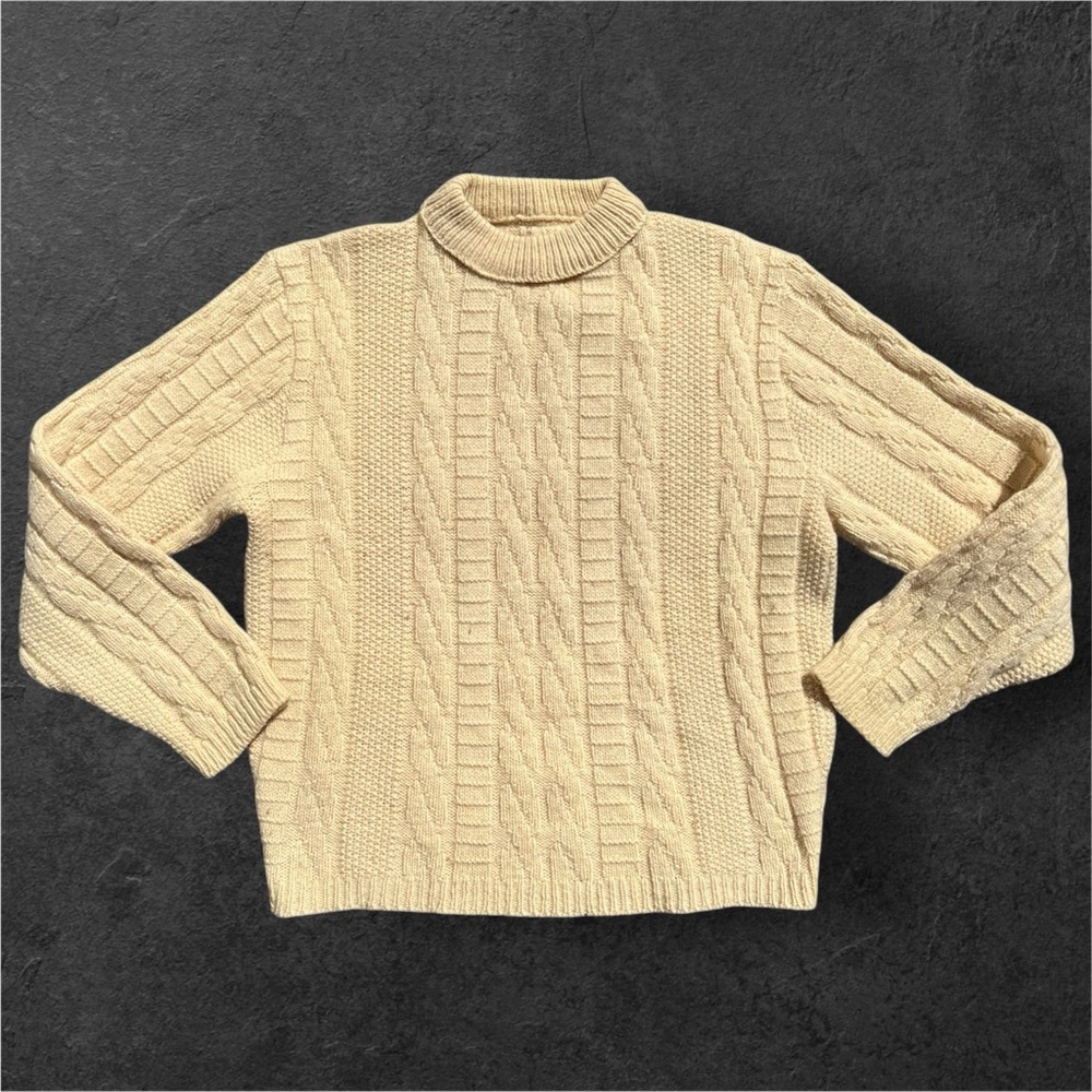 NWOT Irish 🇮🇪 Fishermen Unisex Handmade 100% LambsWool Sweater Cable Knit M-L